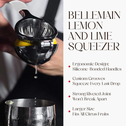 Bellemain Citrus Juicer | Metal Lemon Squeezer | Lime and Lemon Juicer Stainless Steel with Silicone Handles | Manual