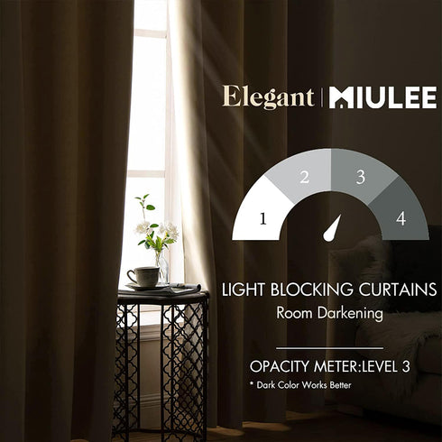 MIULEE Blackout Curtains for Bedroom Living Room, Thermal Insulated Room Darkening Grommet Top Drapery Set of 2