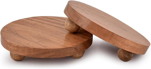 NIRMAN Display Stand Round Acacia Wood Stand for Display Wooden Stand for Kitchen/Bathroom