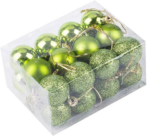 lasenersm 24 Pieces Small 1.18"/3cm Shatterproof Christmas Ball Ornaments, Green, for Christmas Tree