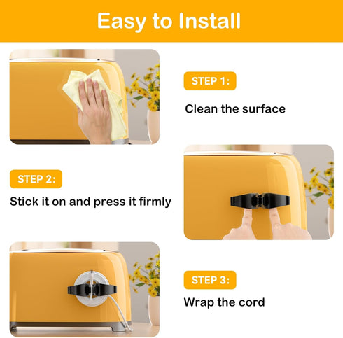 Cord Organizer for Kitchen Appliances, 6 Pack Adhesive Cord Holder, Small Kitchen Gadgets, Black Kitchen Accessories