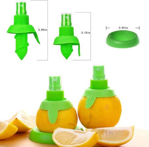 BJLIIO 2Pcs Set, Lemon Juice Sprayer, Manual Orange Juice Citrus Spray with Holder Plate, Green Citrus Sprayer Lemon