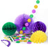 Decor365 Glitter Circle Garlands Banner, Gold Purple Green Mardi Gras Party Decorations, Hanging Paper Fan Tissue