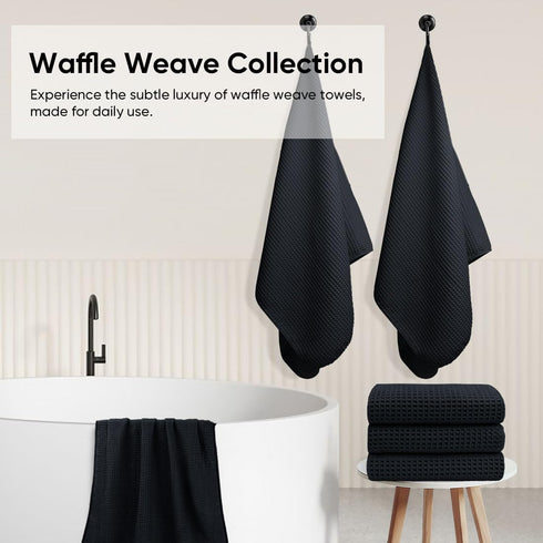 Set 4 Pack, 30 60 Inch, HOMEXCEL Waffle Bath Towels Premium Microfiber Bathroom Towels, Lightweight, Highly Absorbent