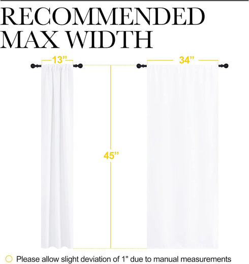 NICETOWN White Curtains for Kitchen Window, Light Filtering Curtains & Drapes for Small Window (34 in x 45 in, 1 Pair)