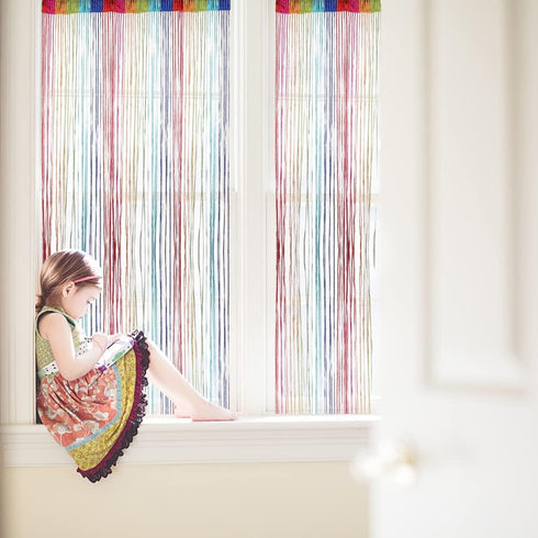 Door String Curtain, Wall Panel Fringe Window Room Divider Blind, Decorative Tassel Screen for Wedding Coffee House