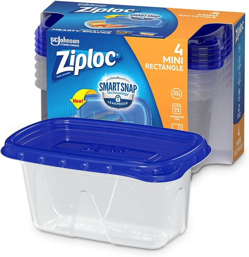 Ziploc Medium Rectangle Container, 1.5 Cups, 4 Count (Pack of 1)