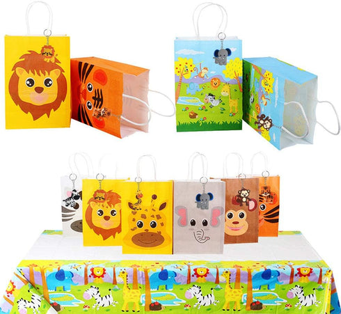 iMagitek 24 Pack Jungle Safari Animal Keychains, Kids Party Bag Fillers, Jungle Safari Baby Shower Favors