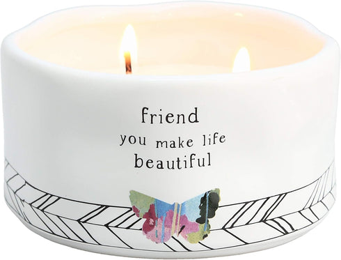 Pavilion Gift Company Double Wick Butterfly Candle, 100% Soy Wax & Cotton Wicks, Tranquility Scent