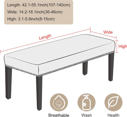 Stretch Bench Cover Spandex Rectangle Slipcover for Dining Room Kitchen Bedroom Indoor/Outdoor Use Fitted Bench