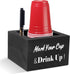 Wooden Cup Holder, Party Cup Holder With Marker Slot, Rustic Disposable Cup Holder for Bar, Kitchen, Home & Office
