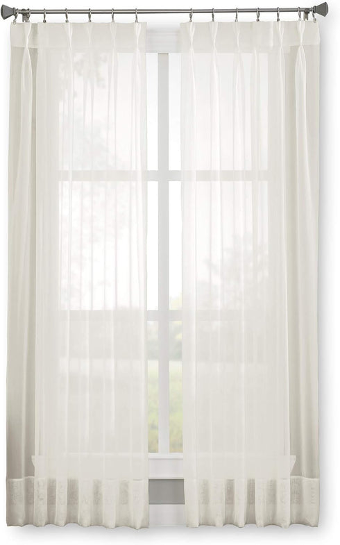 Curtainworks Soho Voile Sheer Pinch Pleat Curtain Panel, 29 by 144", Oyster