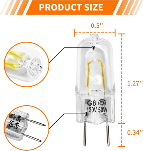 Belleone Light Bulb for GE Microwave Oven - 120V 50W Halogen Lamp Compatible with Over The Range Microwave Hood