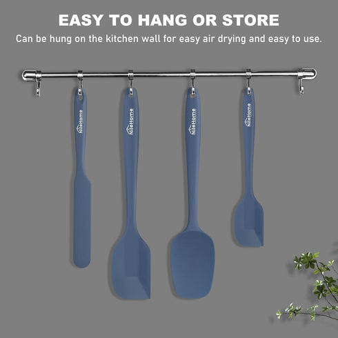 NileHome Silicone Spatula Set, 4 Pack High Heat-Resistant Rubber Cooking Spatulas, BPA-Free Seamless Design (Haze blue)