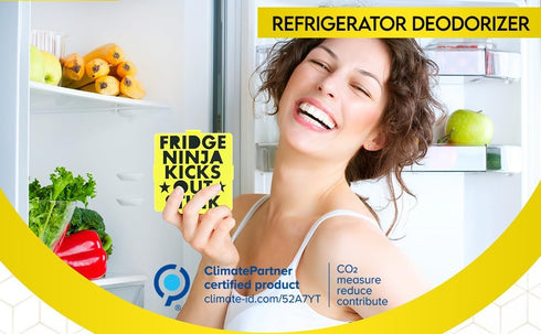Fridge Ninja Compact Fridge Deodorizer (2 Pack) - More Effective Than Baking Soda - Compact Size Refrigerator Deodorizer Made of Activated Carbon