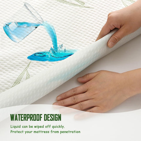 Full Size Waterproof Mattress Protector, Premium Cooling Bamboo Mattress Pad with 21" Deep Pocket