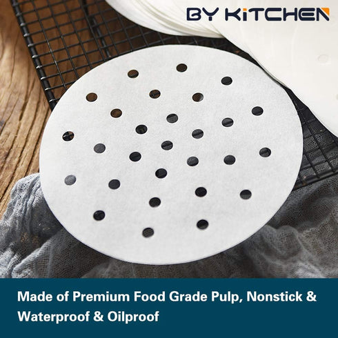 10 Inch Air Fryer Liners, Set of 200, Bamboo Steamer Liners/Air Fryer Perforated Parchment Paper for Cooking