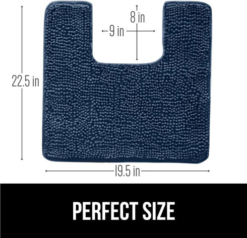 Gorilla Grip Plush Absorbent Shaggy Chenille Bath Rug Mat - Machine Washable, Navy, 22.5x19.5