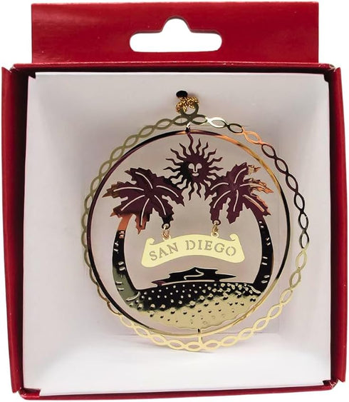 San Diego California Brass Christmas Ornament