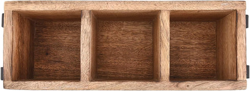 Mango Wood Utensil Drawer Organizer, Silverware Tray for Flatware Cutlery (11" x 4" x 4.5")