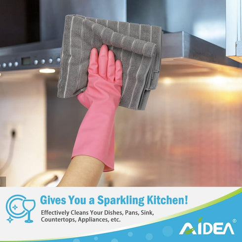 AIDEA Microfiber Kitchen Towels-8Pack, Soft Absorbent Dish Towels, Multi-Purpose Kitchen Cloth for Home, Grey 15”x25”