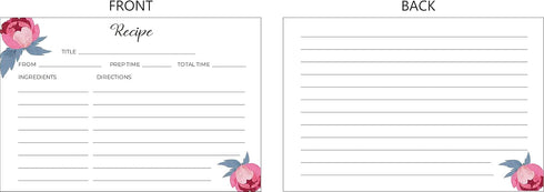 Heart&Berry Double-Sided Recipe Cards 4x6, Set of 50 Thick Recipe Cards