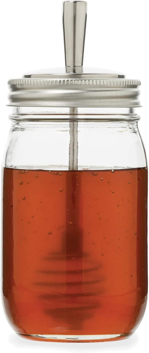 Jarware Honey Dipper Lid For Regular Mouth Mason Jars, Stainless Steel, 6.5"
