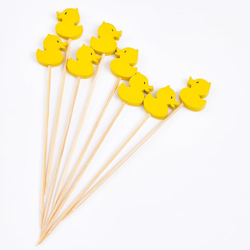 PuTwo Toothpicks, 100 Counts Handmade Natural Bamboo Cocktail Sticks, Yellow Ducks