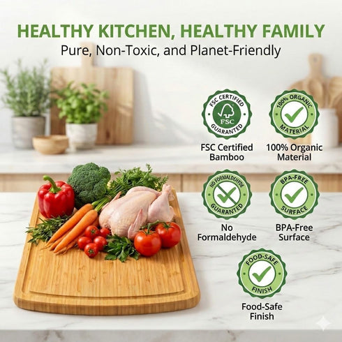 18 Inch GREENER CHEF Extra Large Bamboo Cutting Board with Lifetime Replacements - Organic Wooden Butcher Block, XL