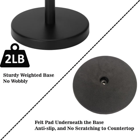 Countertop, (2LBS 6.7inch Black Paper Towel Holder Stainless Steel Heavy Weighted Base in Weight, and in Diameter)