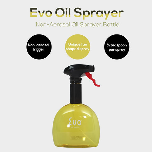 Evo Oil Sprayer Minis, Non-Aerosol for Olive, Cooking Oils, and Vinegars, Yellow, 8-Ounce Capacity, Set of 2