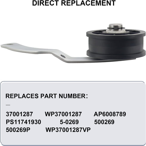 37001287 Dryer Idler Pulley Assembly, Compatible with Whirlpool Dryers, Replaces WP37001287 AP6008789