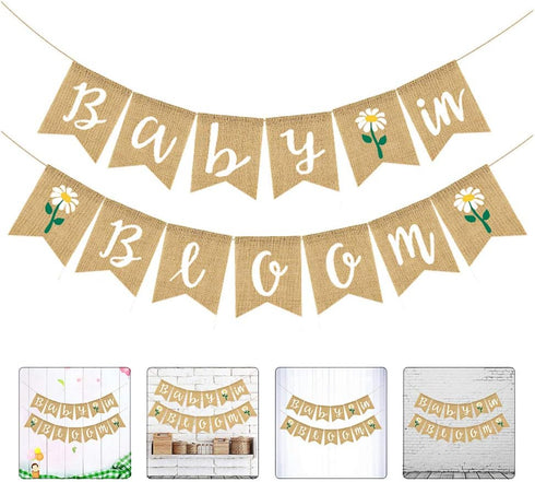 Baby in Bloom Sign Banner, Welcome Baby Garland for Boys Girls Baby Shower Party Decorations