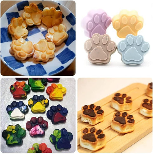 Silicone Molds Puppy Dog Paw and Bone, Non-Stick Food Grade Molds for Chocolate, Candy, and Cupcake Baking (Set of 4)