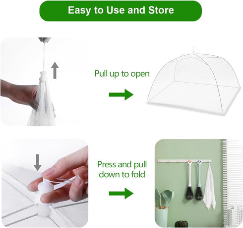 (6 Pack) Pop-Up Picnic Mesh Food Covers Tent Umbrella for Outdoors, Reusable and Collapsible