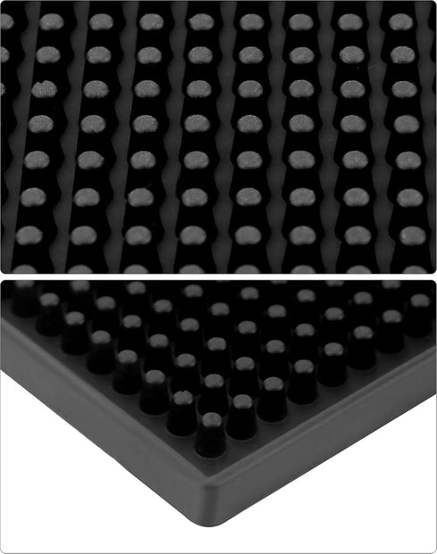 QWORK 6 Pack Black Bar Mat, 12" x 6" Rubber Spill Mat for Cocktail Mixing and Non Slip Glass Drying