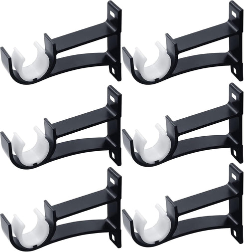 6 Pack Heavy Duty Curtain Rod Bracket, Curtain Rod Holders for Wall Drapery Rod Hangers, Black