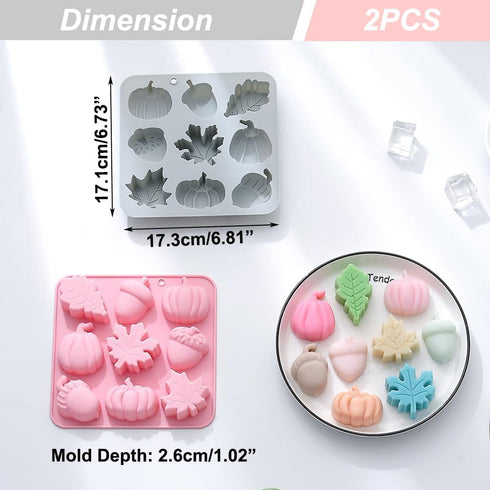 OURASHERO 2 Pack Fall Harvest Thanksgiving Chocolate Molds Autumn Pumpkin Acorn Maple Leaves Silicone Molds Fall Candy Resin Baking Mold Soap Mold for Halloween Autumn Cupcake Cake Topper Décor by OURASHERO