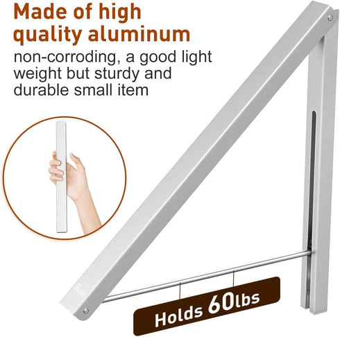 Wall Mounted Drying Rack Clothes Hanger, Folding Wall Coat Racks, Aluminum Home Storage Organizer