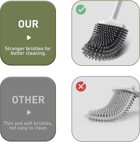 ASOBEAGE Deep Cleaner Toilet Brush, Silicone Toilet Brush with No-Slip Long Handle and Flexible Bristles, Quick Drying