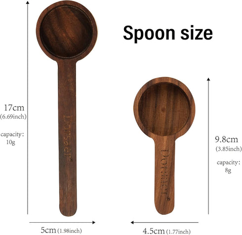 Wood Scoop for Canister - Measuring Spoon for Coffee Beans, Ground Coffee, Protein Powder, Spices, Tea, Bath Salt