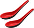 2PCS Asian Soup Spoons - Chinese Japanese Miso Ramen Wonton Dumpling Pho Rice Noodle Spoons, Red and Black