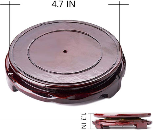 GOLDY&WENDY Brown Wood Oriental Style Round Veneer Base for Vase Lamp Teapot - Non-Rotatable Stable Home Decoration