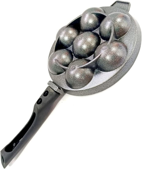 Appam Pan, Non Stick Ebelskiver Maker, 7 Cavity Paniyaram Pan with Stainless Steel Lid