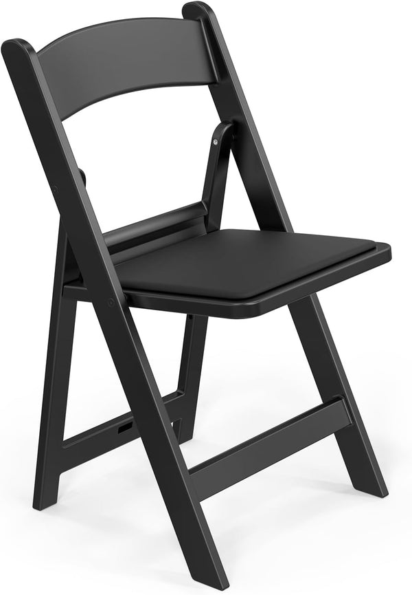 VINGLI Black Resin Folding Chair with Padded Cushion, Set of 1, Plastic