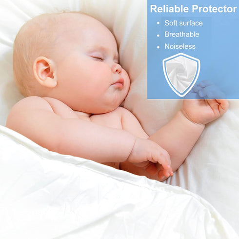 5-21White Twin Waterproof Mattress Protector - Noiseless, Breathable, Machine Washable Fitted Mattress Cover with Deep