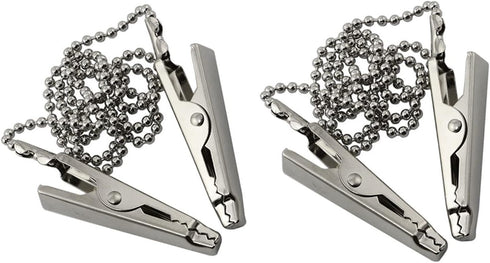 ZYAMY 2pcs Dental Bib Clips Metal Napkin Clip Chain Keep Your Napkin Securely