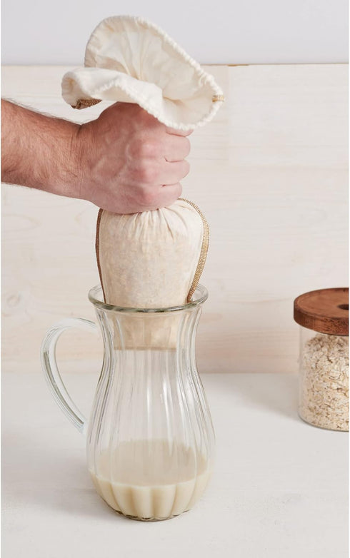 14 10.5-Inches HIC Kitchen Tapered-Shaped Oat Milk Bag, Natural Unbleached Cotton, x
