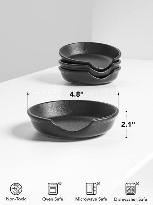 LE TAUCI Ceramic Spoon Rest for Kitchen, 4.8 Inches Spoon Holder for Stove Top, Kitchen Accessories (Crude Black)