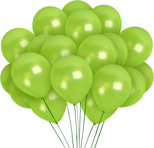 Treasures Gifted Metallic Lime Green Balloons, 100 Pack, 12 Inch Latex Neon Party Supplies